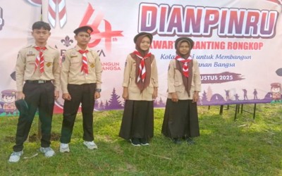 Empat Penggalang MTsN 9 Gunungkidul Ikuti Dianpinru Kwarran Rongkop